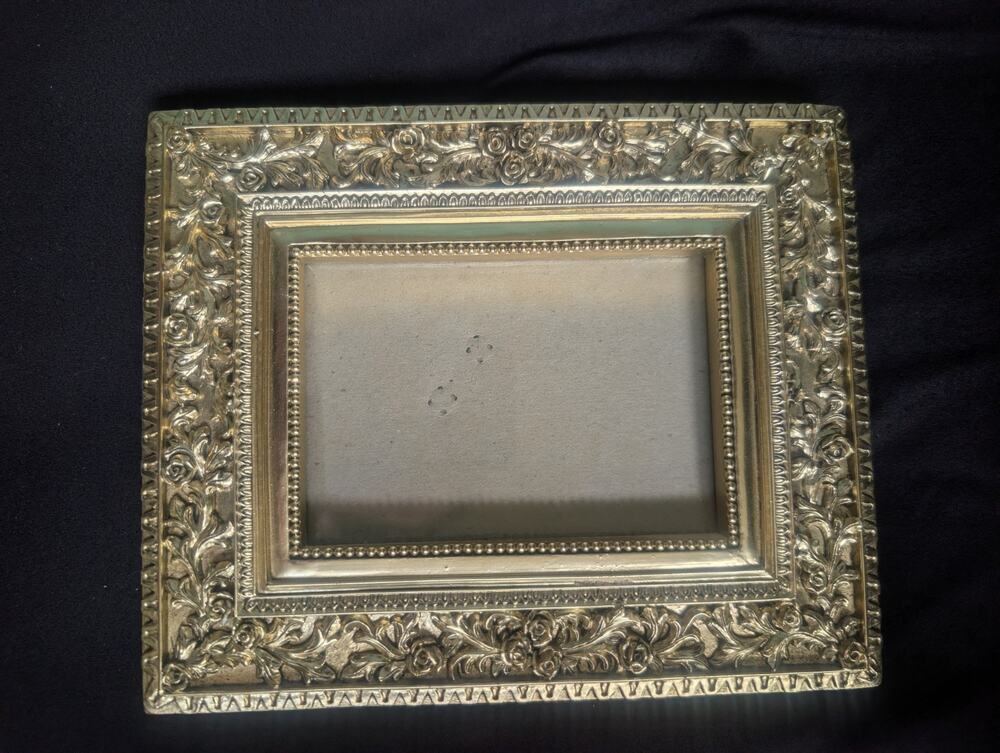 Vintage Gold Rose Floral Photo Frame holds 4x6 Freestanding/ Portrait Hanging